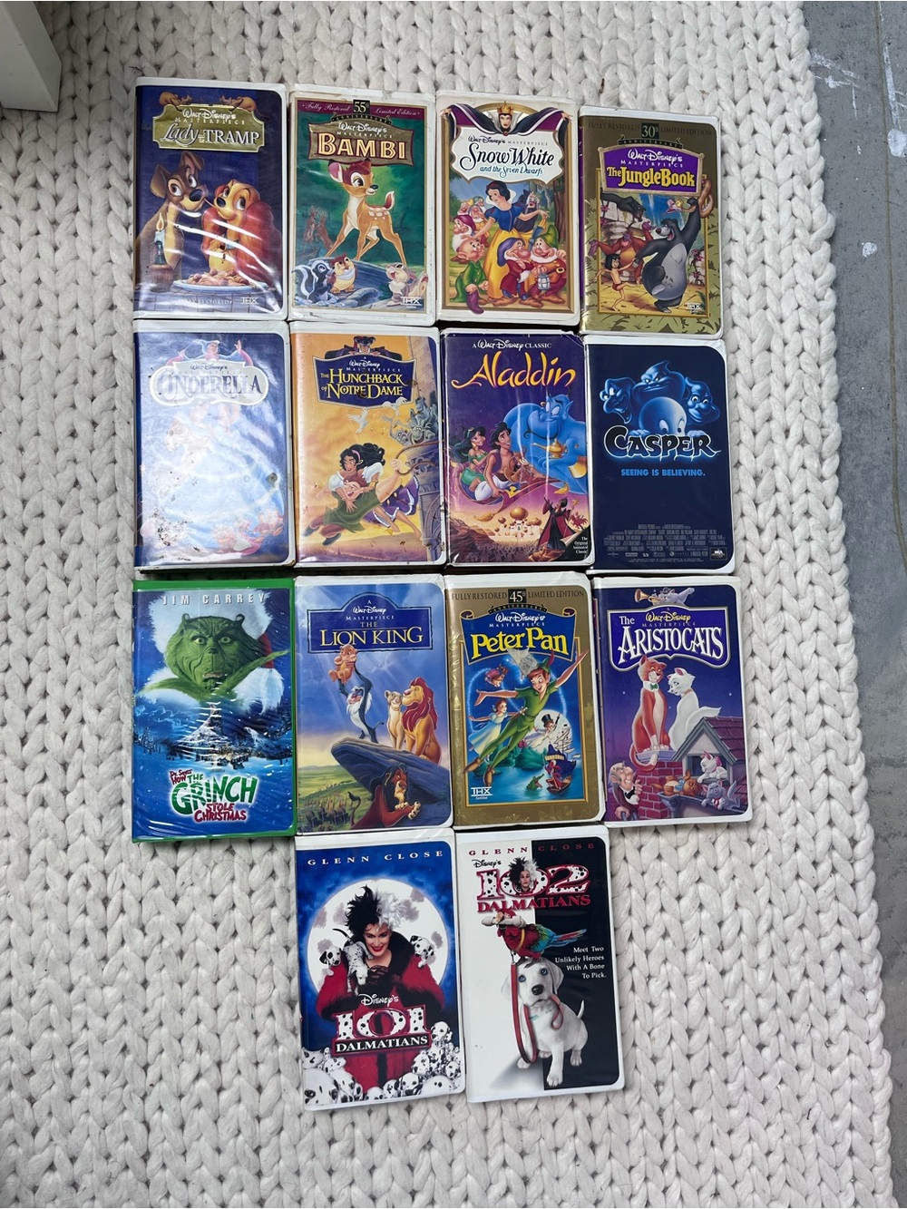 Disney VHS Movie Collection - Blue, White, Gold, Green Covers